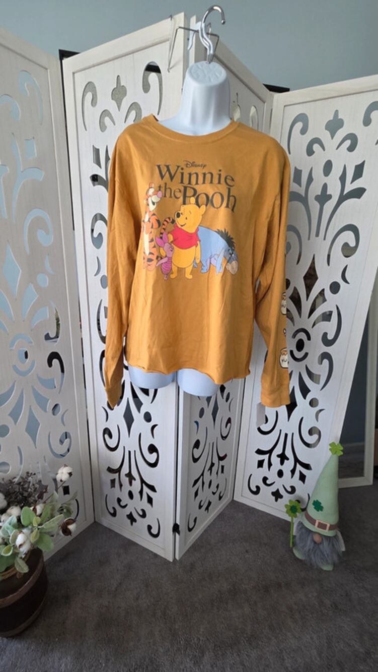 Disney Winnie the Pooh & Friends Long Sleeve Graphic Tee - NWT - Gold - Large
